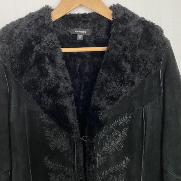 Express Black Leather Jacket Classic Style - Picture 5 of 16